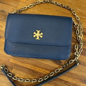 Tory Burch Dark Blue Crossbody with Gold Chain bag satchel hobo